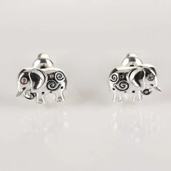 Silver Swirly Elephant Earrings>Equilibrium Hot