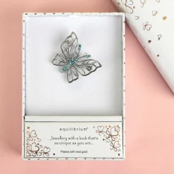 Silver-Plated Sparkle Filigree Butterfly Brooch>Equilibrium Cheap