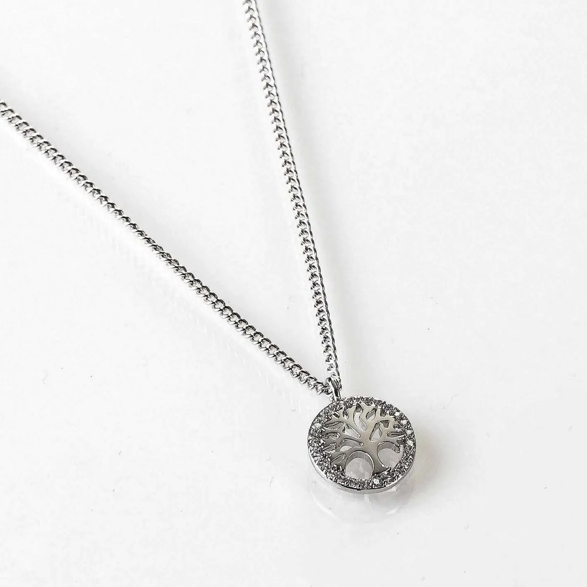 Tree Of Life White Gold Plated Necklace>Equilibrium Online