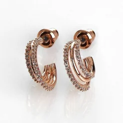 Triple Loop Rose Gold Plated Earrings><noscript><img width=