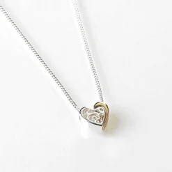 Two Piece Heart Silver And Gold Plated Necklace>Equilibrium Clearance