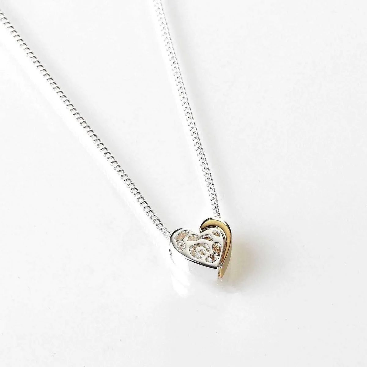 Two Piece Heart Silver And Gold Plated Necklace>Equilibrium Clearance