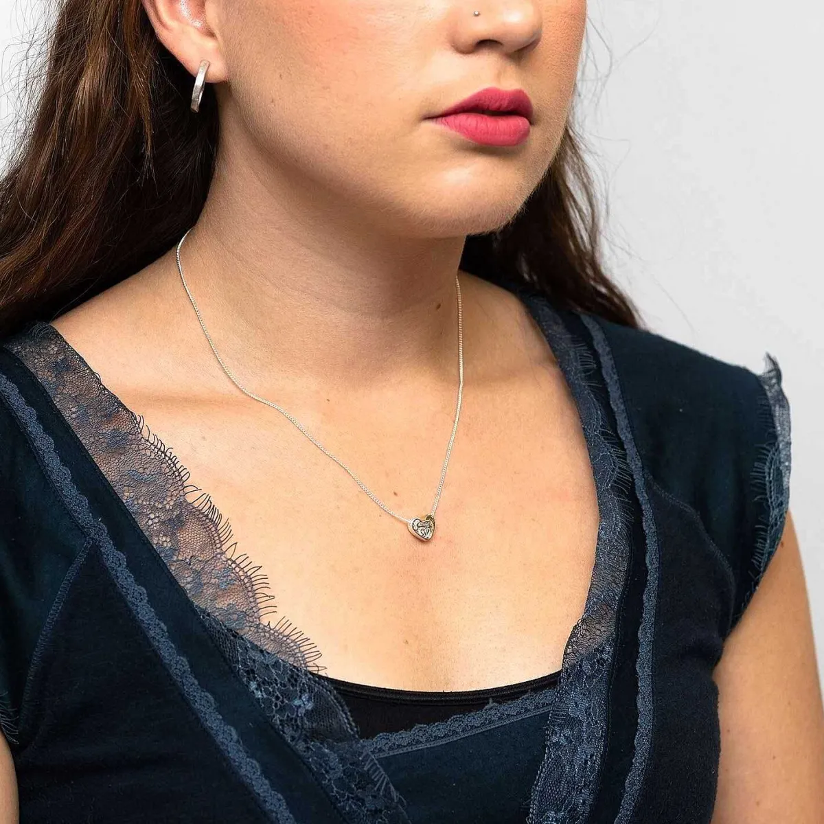 Two Piece Heart Silver And Gold Plated Necklace>Equilibrium Clearance