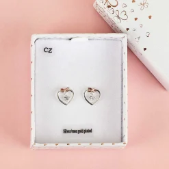 Two Tone Kiss Collection Eternal Heart Stud Earrings>Equilibrium Sale
