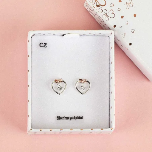 Two Tone Kiss Collection Eternal Heart Stud Earrings>Equilibrium Sale