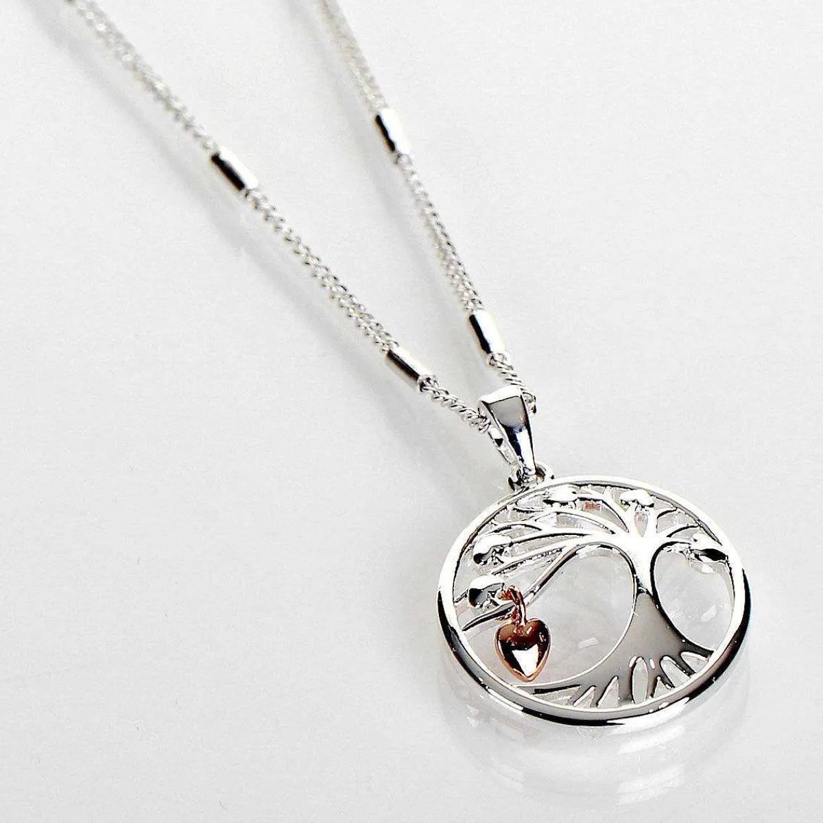 Two Tone Tree Dangly Heart Necklace>Equilibrium Discount