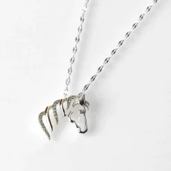 Two-Tone Equestrian Horse Head Necklace><noscript><img width=