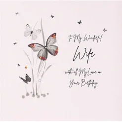 Butterflies Luxury Large Wife Birthday Card>Five Dollar Shake Online