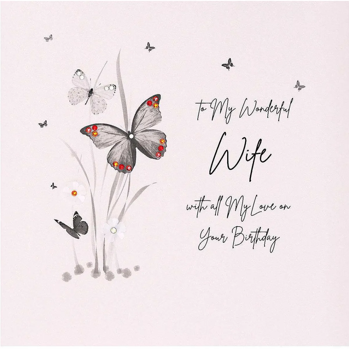 Butterflies Luxury Large Wife Birthday Card>Five Dollar Shake Online