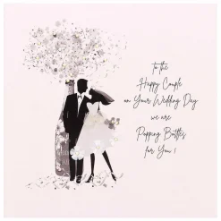 Happy Couple Popping Bottles Luxury Large Wedding Card>Five Dollar Shake Shop