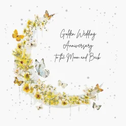 Mimosa Moon Luxury Golden Wedding Anniversary Card>Five Dollar Shake Cheap