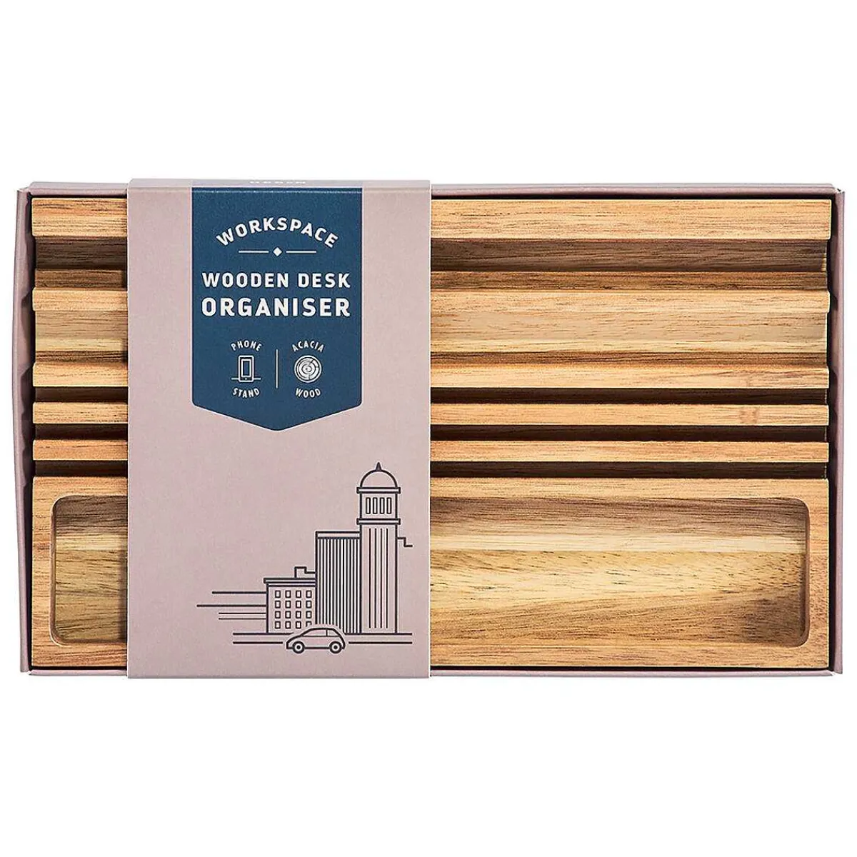 Gentlemen's Hardware Wooden Desk Organiser With Phone Stand>Gentlemen's Hardware Shop