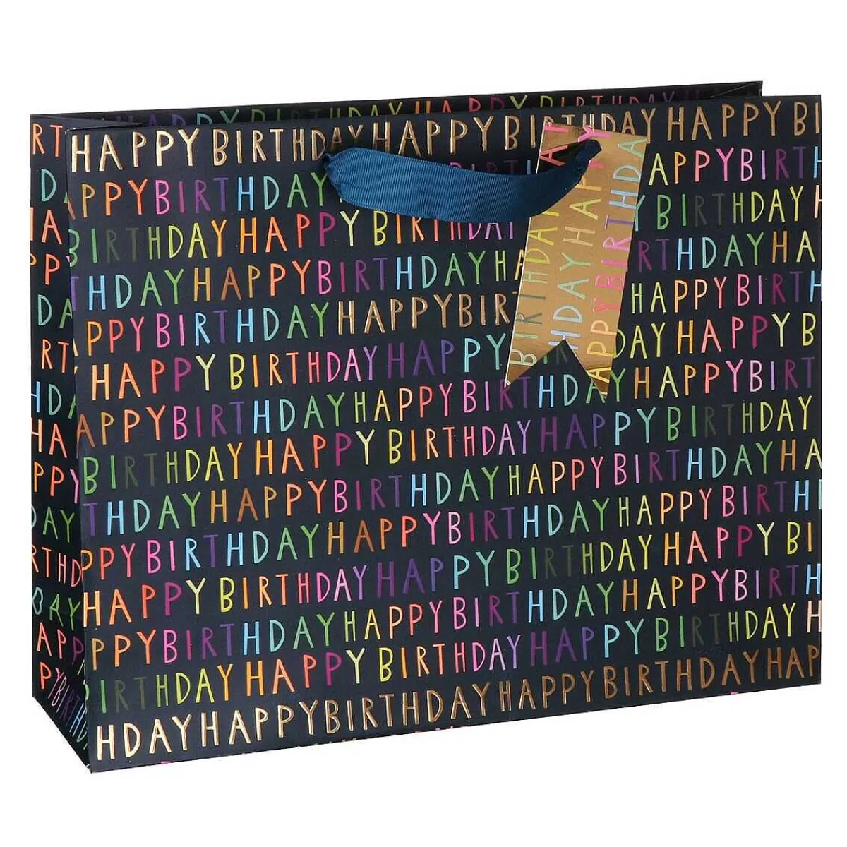 Paper Salad Blue Birthday Script Landscape Large Gift Bag>Glick Outlet