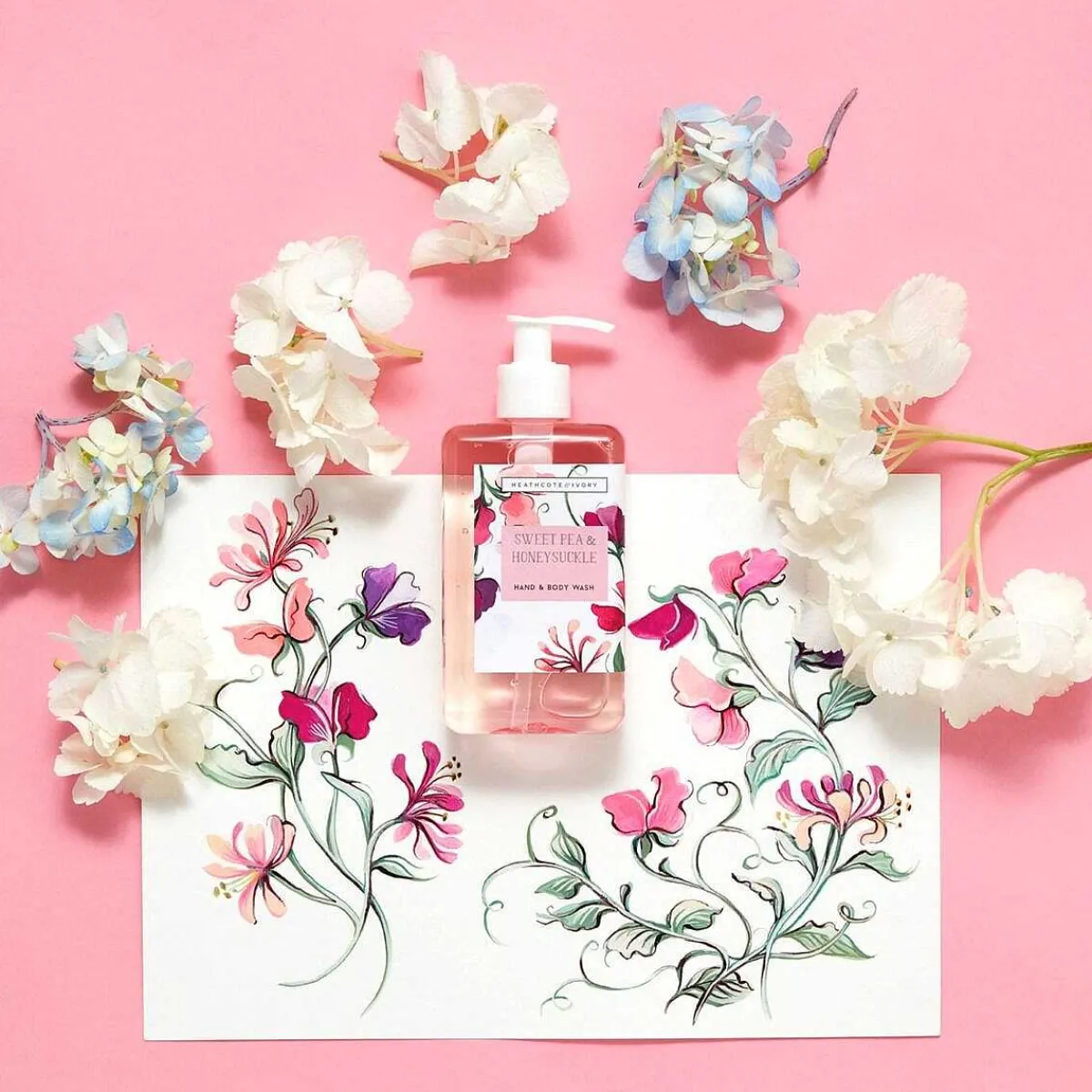 Sweet Pea & Honeysuckle Hand And Body Wash>Heathcote & Ivory Store