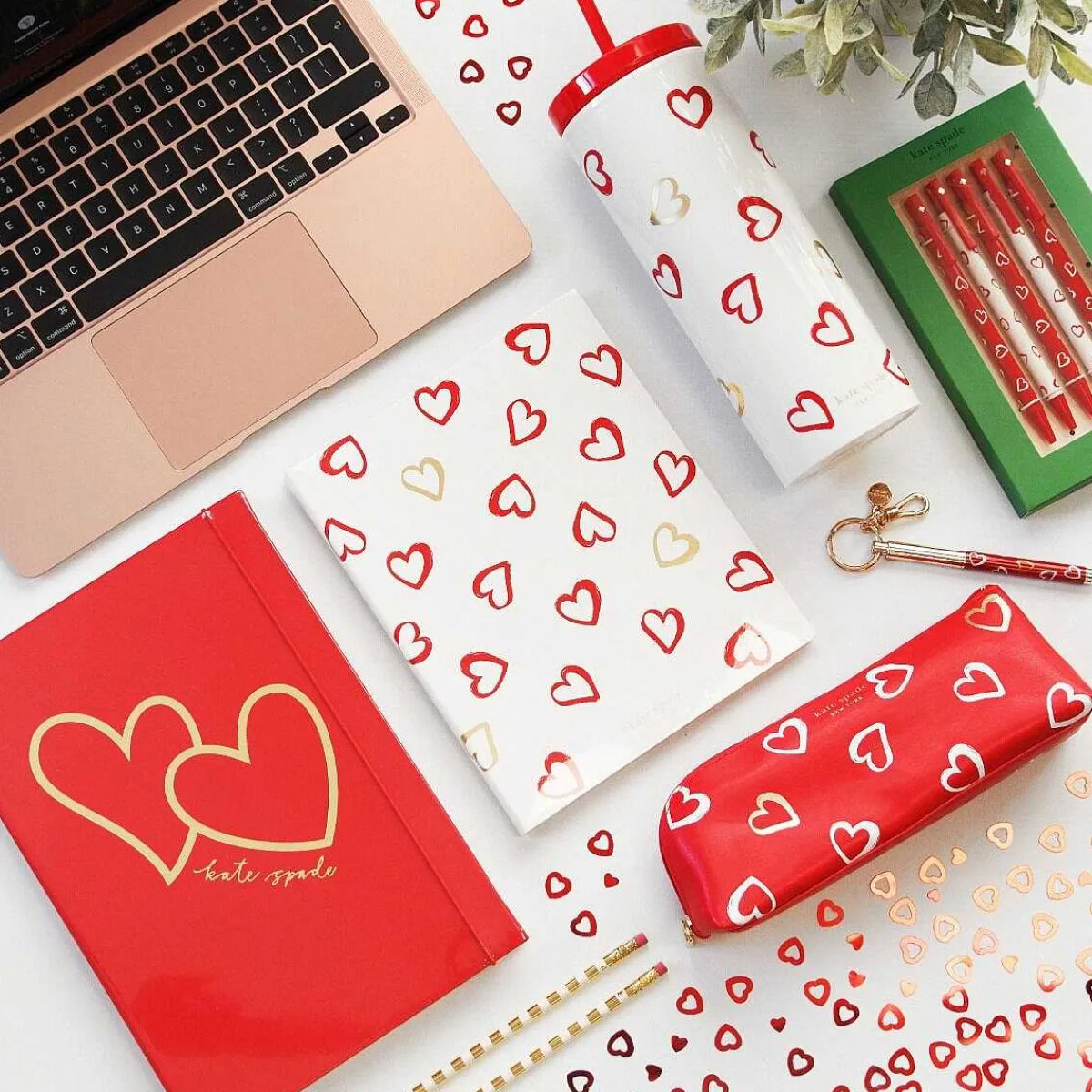 Brushstroke Hearts Filled Pencil Case>Kate Spade New York Cheap