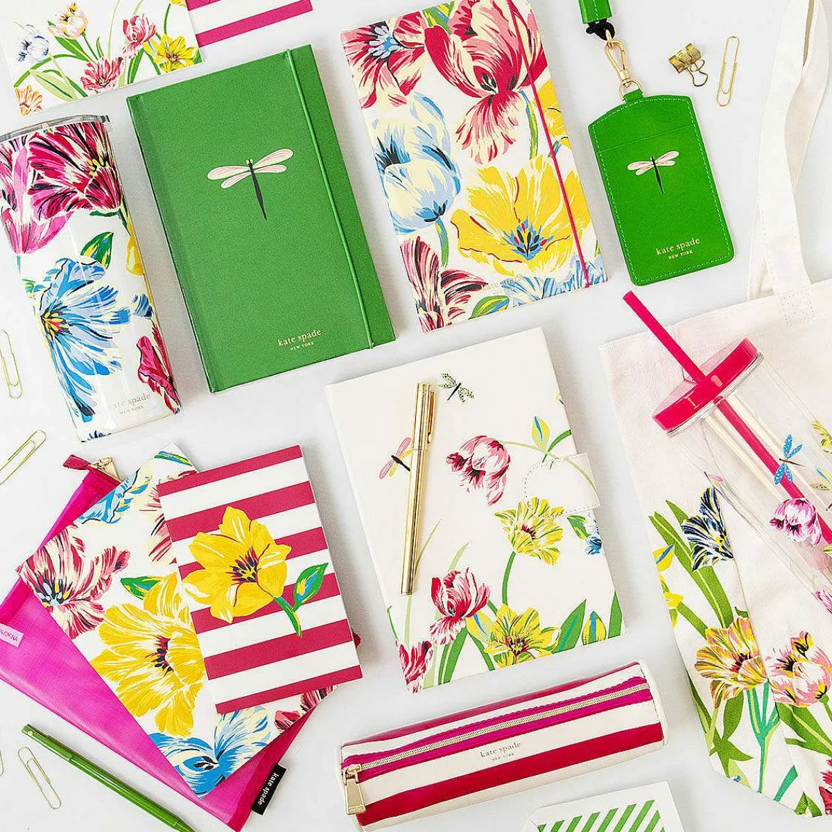 Dragonflies And Tulips Journal And Pen Case Set>Kate Spade New York New