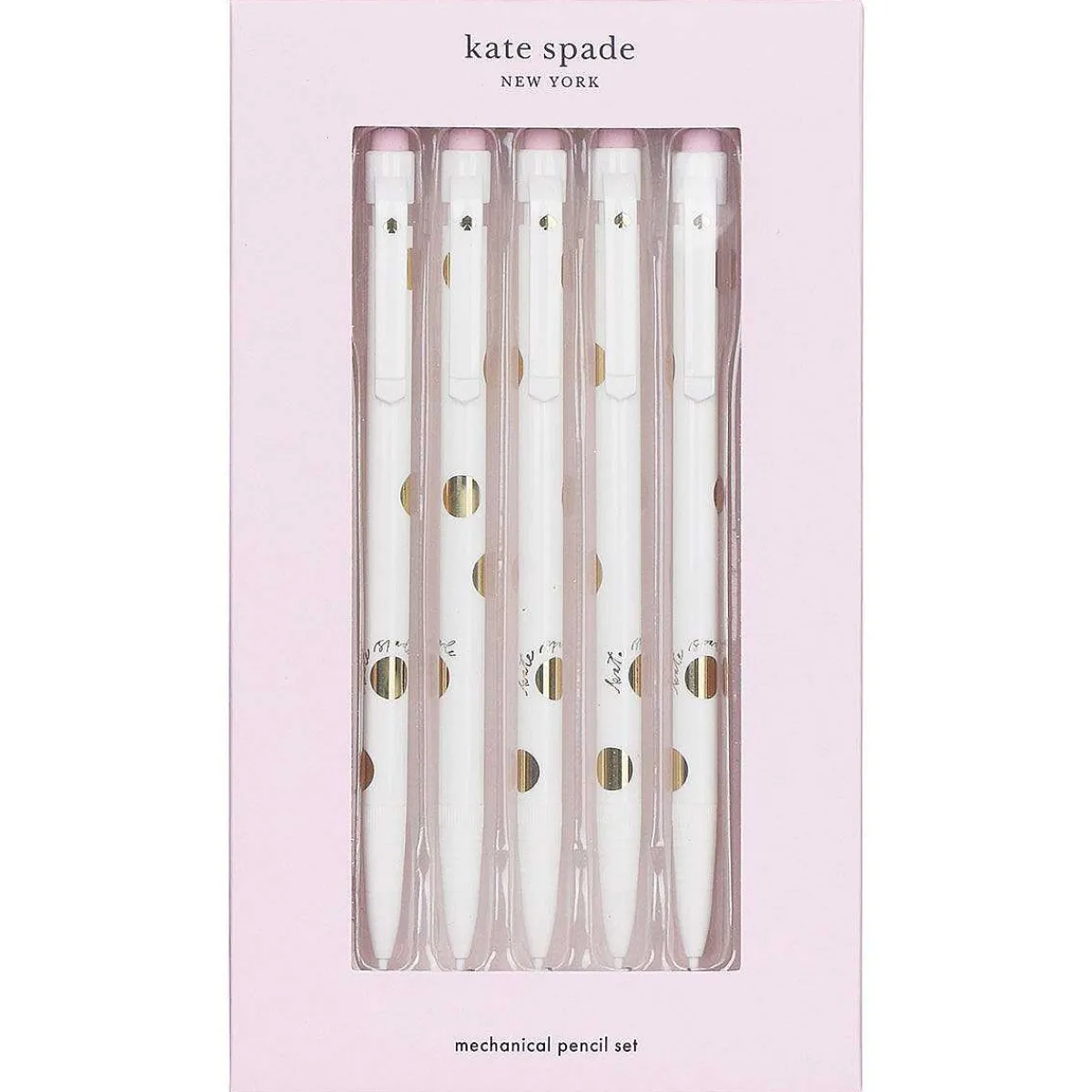 Gold Dot With Script Set Of Five Mechanical Pencils>Kate Spade New York Shop