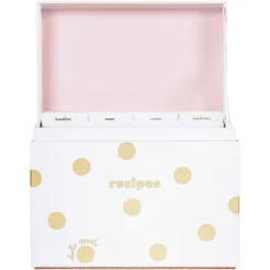 Gold Dot With Script Recipe Box><noscript><img width=