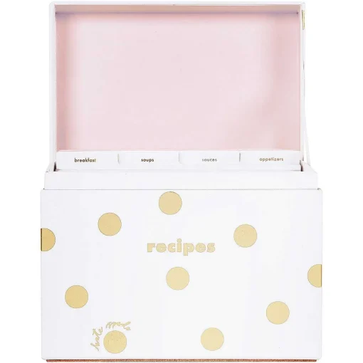 Gold Dot With Script Recipe Box>Kate Spade New York Store