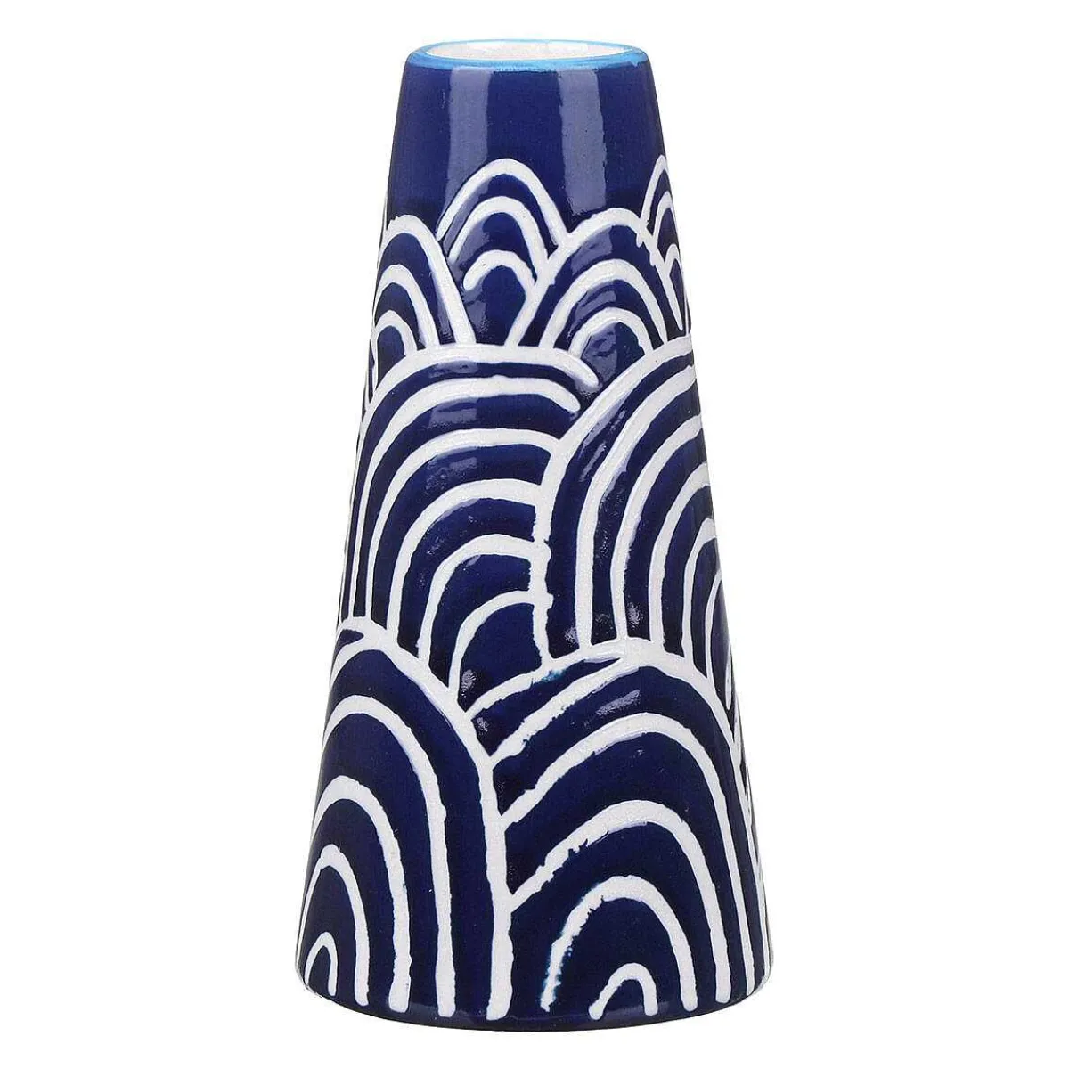 Indigo Waves Ceramic Bud Vase>Langs New