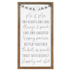 'Mr & Mrs' Wedding Day Beads Long Wooden Plaque>Langs New
