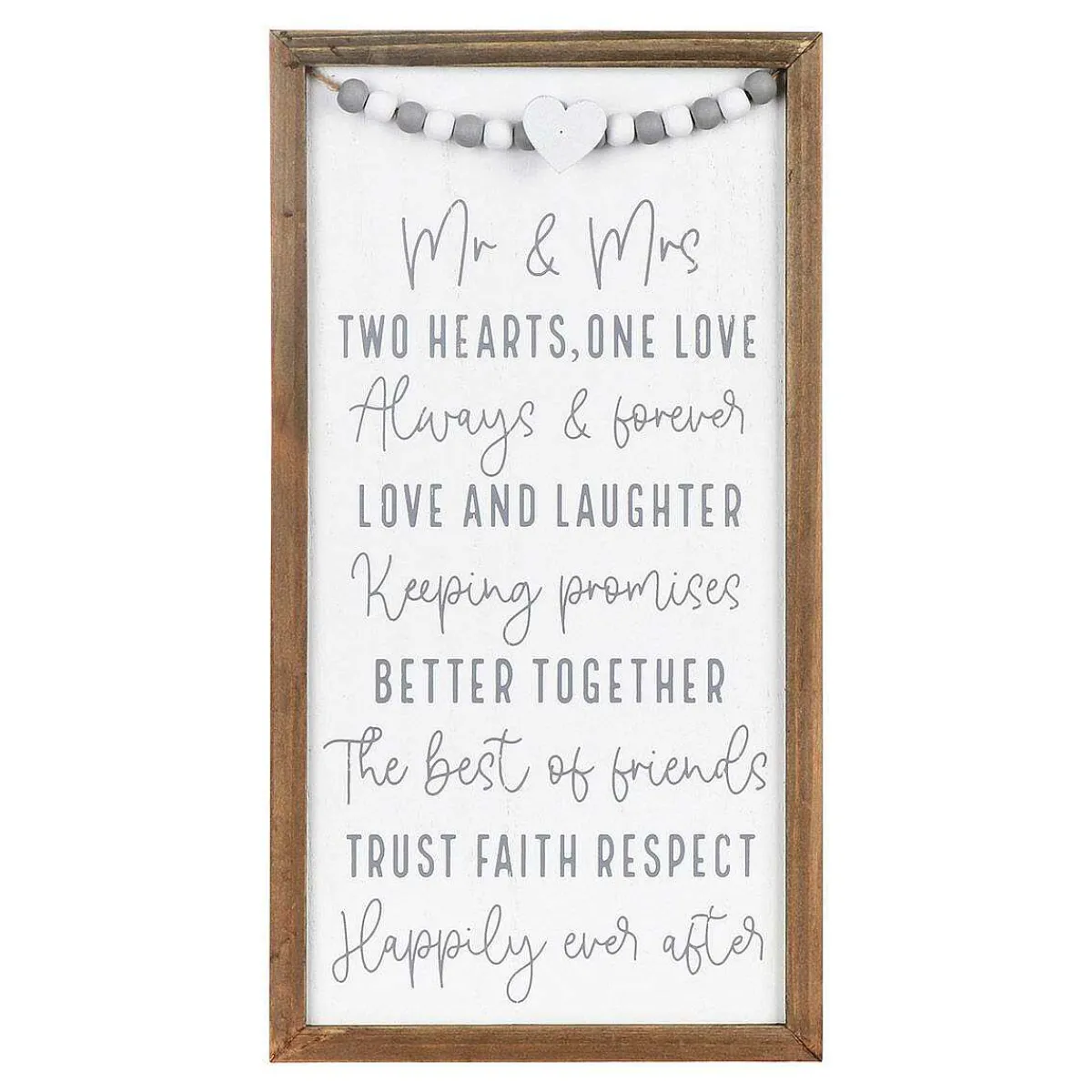 'Mr & Mrs' Wedding Day Beads Long Wooden Plaque>Langs New