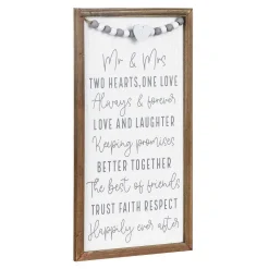 'Mr & Mrs' Wedding Day Beads Long Wooden Plaque>Langs New