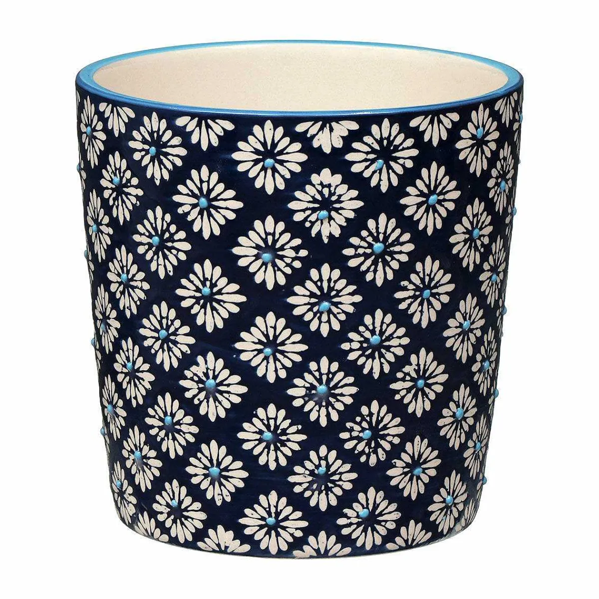 Navy Floral Plant Pot>Langs Discount