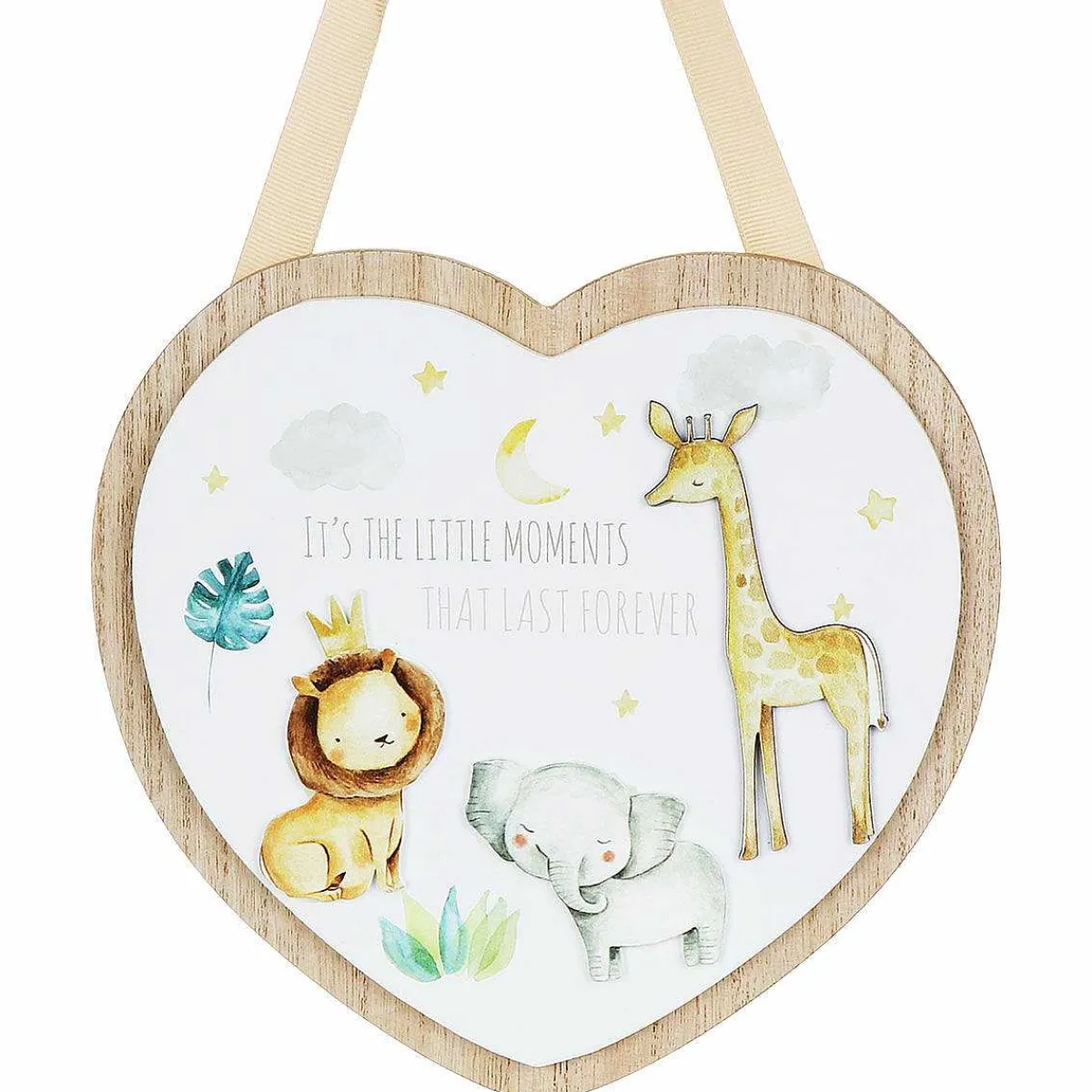 Little Moments Safari Wooden Heart Plaque>Temptation Gifts Clearance