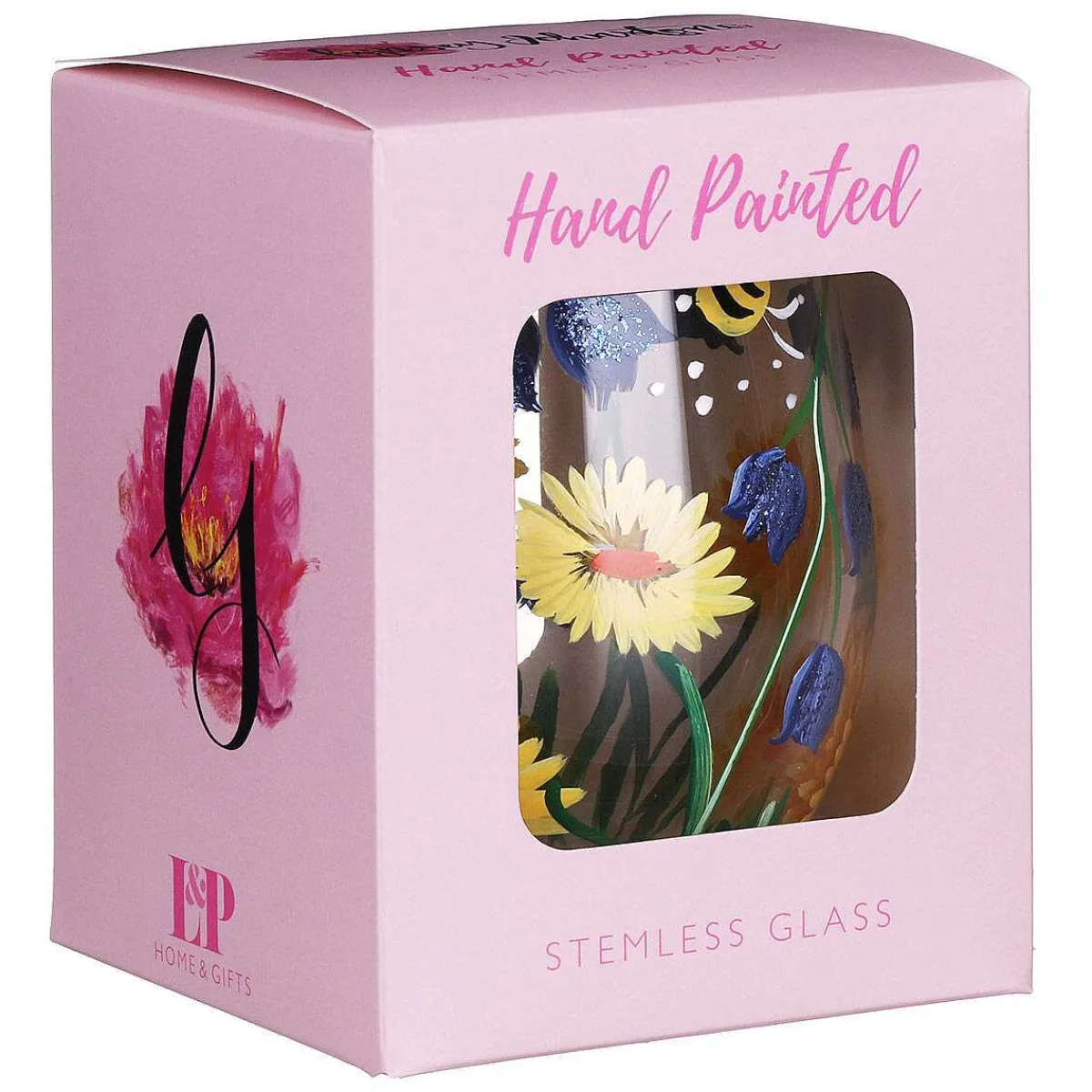 Bluebells & Dandelion Bees Stemless Glass>Lynsey Johnstone Online