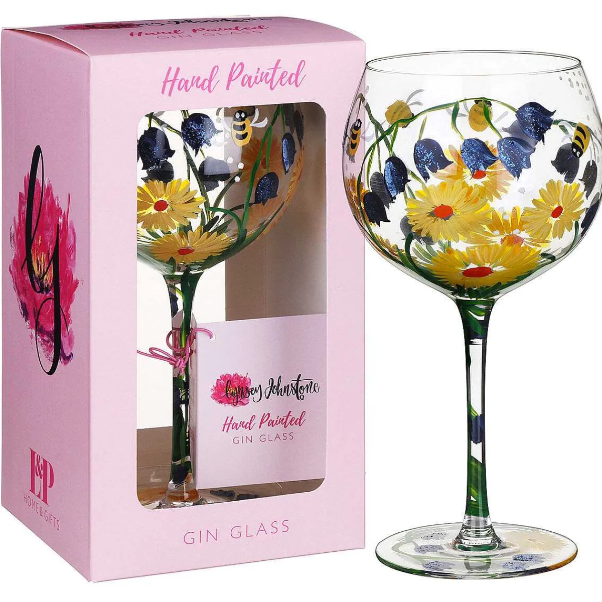 Bluebells & Dandelions Bees Gin Glass>Lynsey Johnstone Clearance