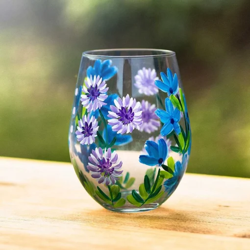 Cornflowers Stemless Glass>Lynsey Johnstone New