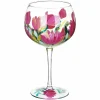 Hand Painted Pink Tulips Gin Glass>Lynsey Johnstone Fashion