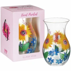 Hand Painted Sunflowers & Blue Wildflowers Posy Vase>Lynsey Johnstone Cheap