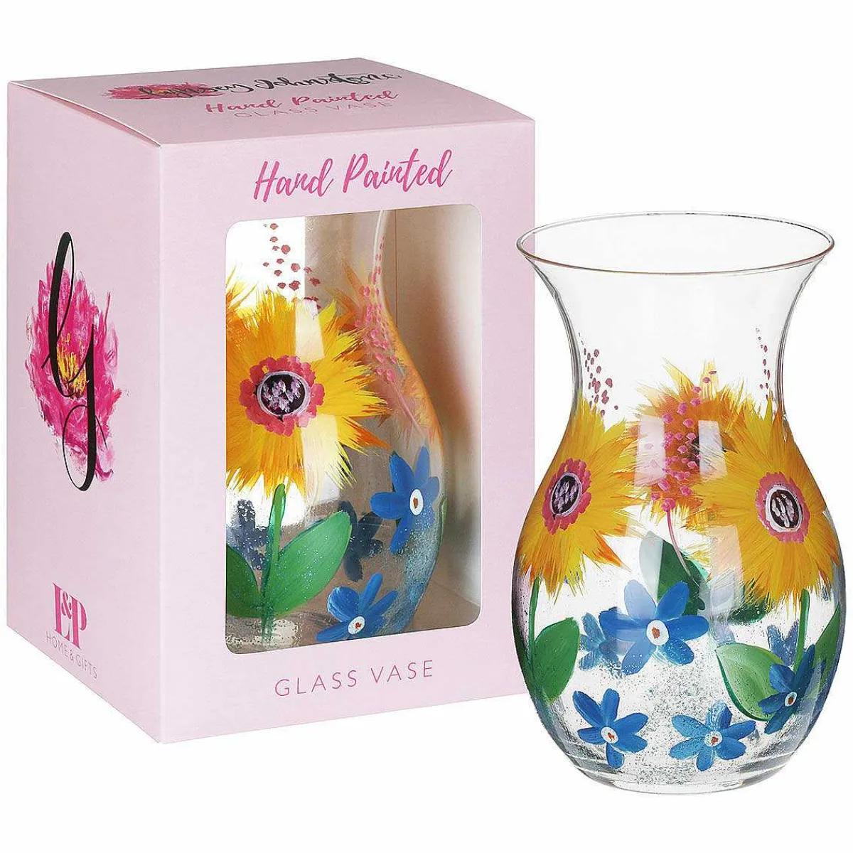 Hand Painted Sunflowers & Blue Wildflowers Posy Vase>Lynsey Johnstone Cheap