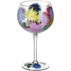 Hand Painted Alliums & Bees Gin Glass>Lynsey Johnstone Shop