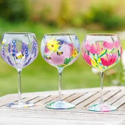 Hand Painted Alliums & Bees Gin Glass><noscript><img width=