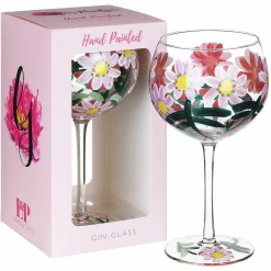 Hand Painted Daisies & Dragonflies Gin Glass><noscript><img width=