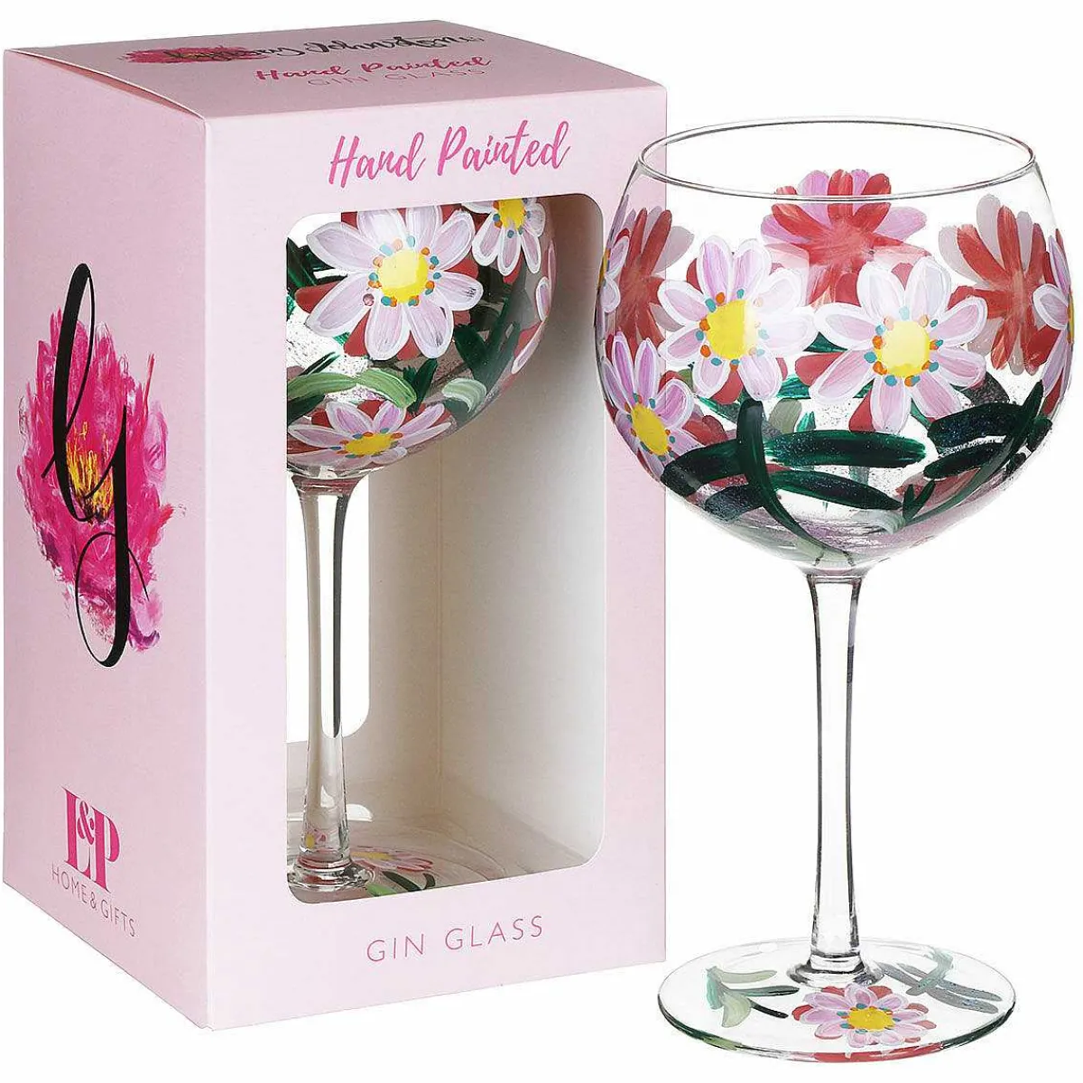 Hand Painted Daisies & Dragonflies Gin Glass>Lynsey Johnstone Flash Sale