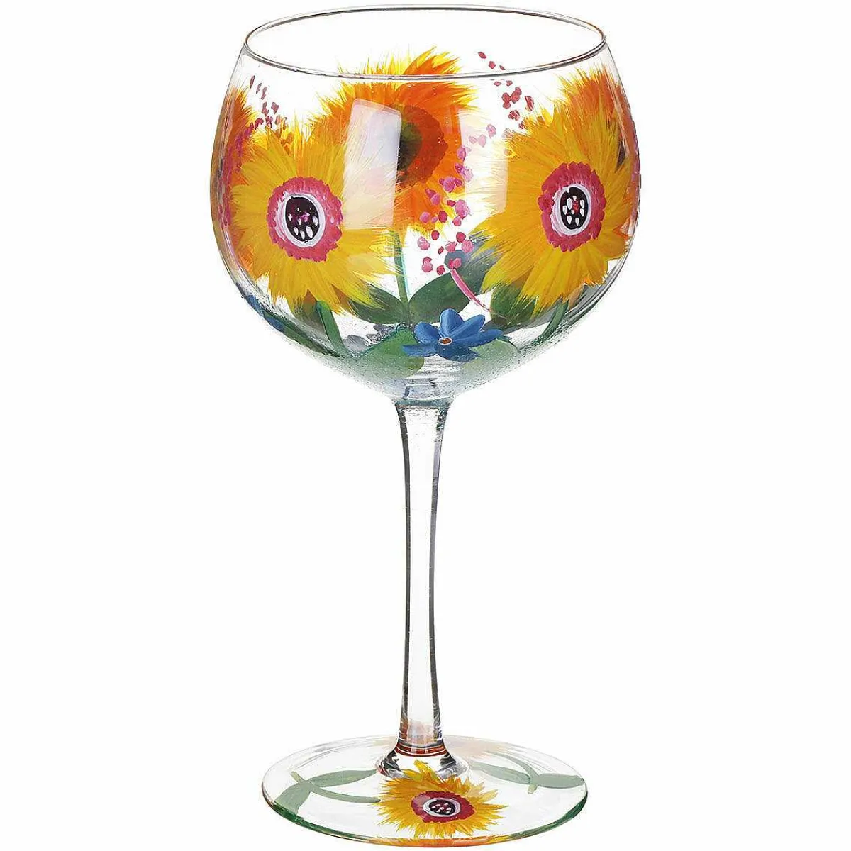 Hand Painted Sunflowers & Blue Wildflowers Gin Glass>Lynsey Johnstone Clearance