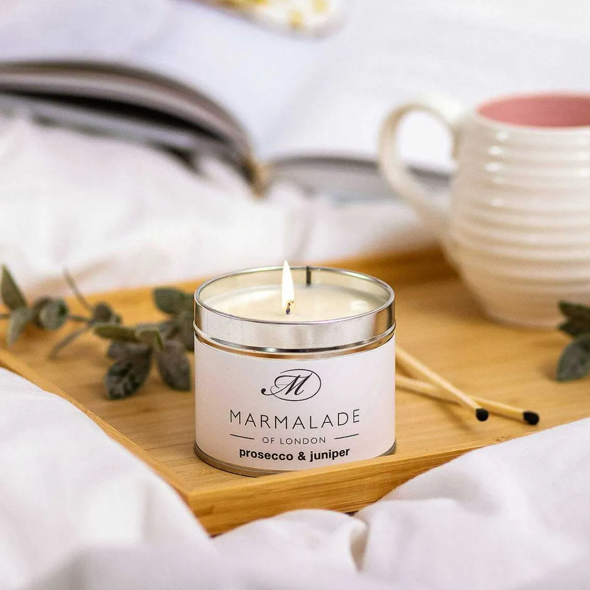 Prosecco & Juniper 210G Tin Soy Candle>Marmalade of London Clearance