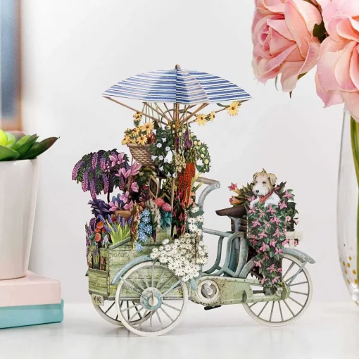 "Flower Seller's Bike" Blue 3D Birthday Card>Me & McQ Flash Sale