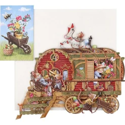 Mouse Caravan 3D Greetings Card><noscript><img width=