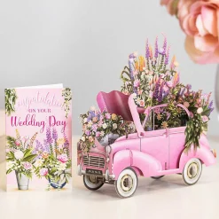 'The Pink Car' 3D Wedding Card><noscript><img width=