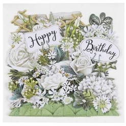 'White Happy Birthday Flowers' 3D Card>Me & McQ Best Sale
