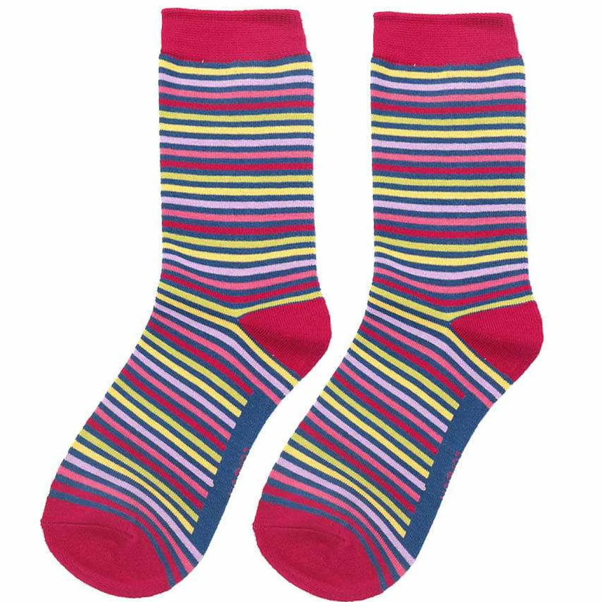 Navy Vibrant Stripes Women's Bamboo Socks>Miss Sparrow Outlet