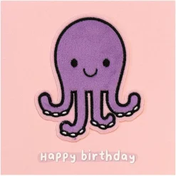 Moji Violet Octopus Birthday Card With Peel Off Patch><noscript><img width=