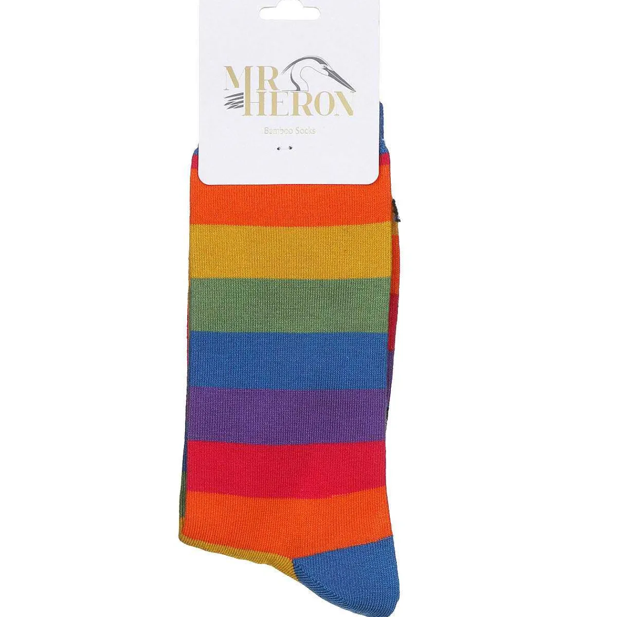 Rainbow Thick Stripe Men's Bamboo Socks>Mr Heron Clearance