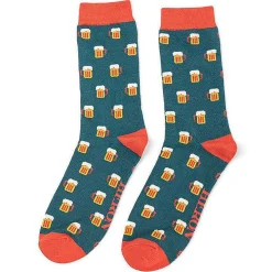 Teal Beer Men's Bamboo Socks>Mr Heron Store