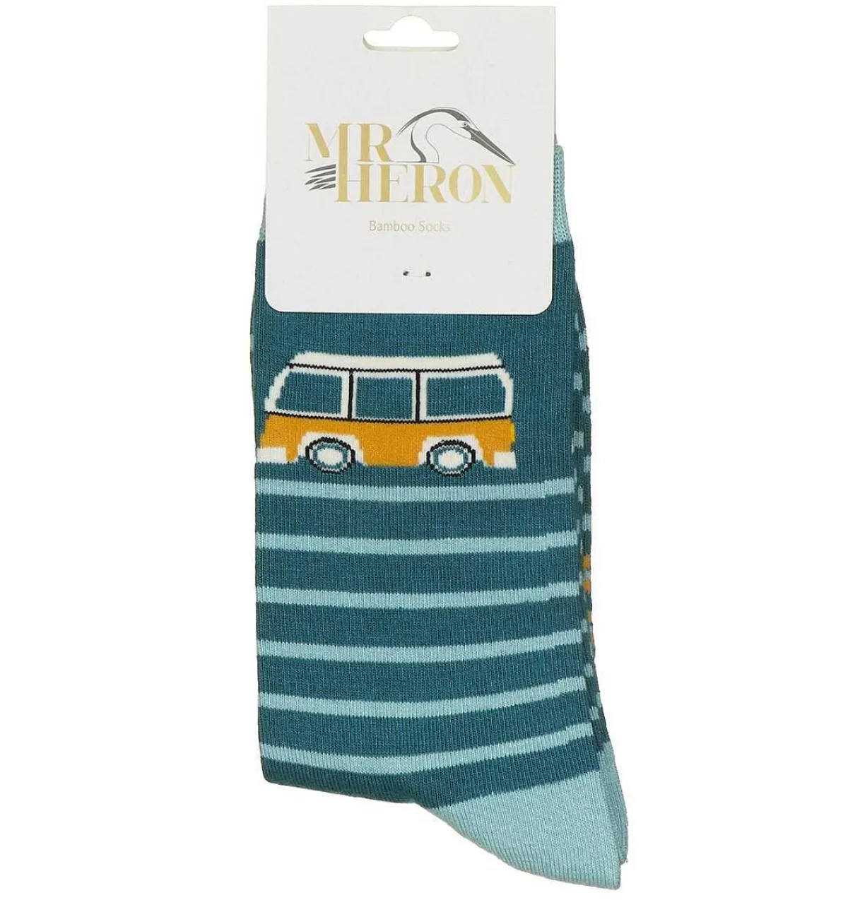 Teal Camper Van Stripes Men's Bamboo Socks>Mr Heron Outlet